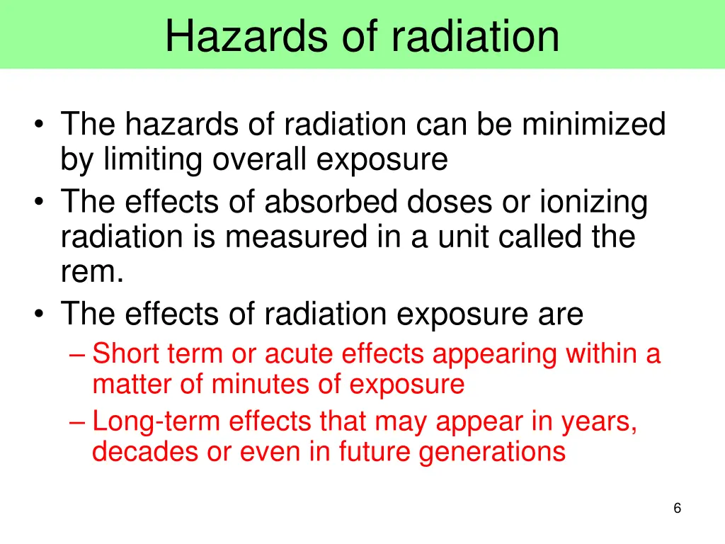 hazards of radiation