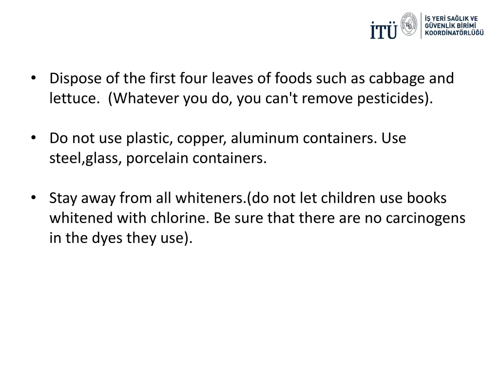 dispose of the first four leaves of foods such