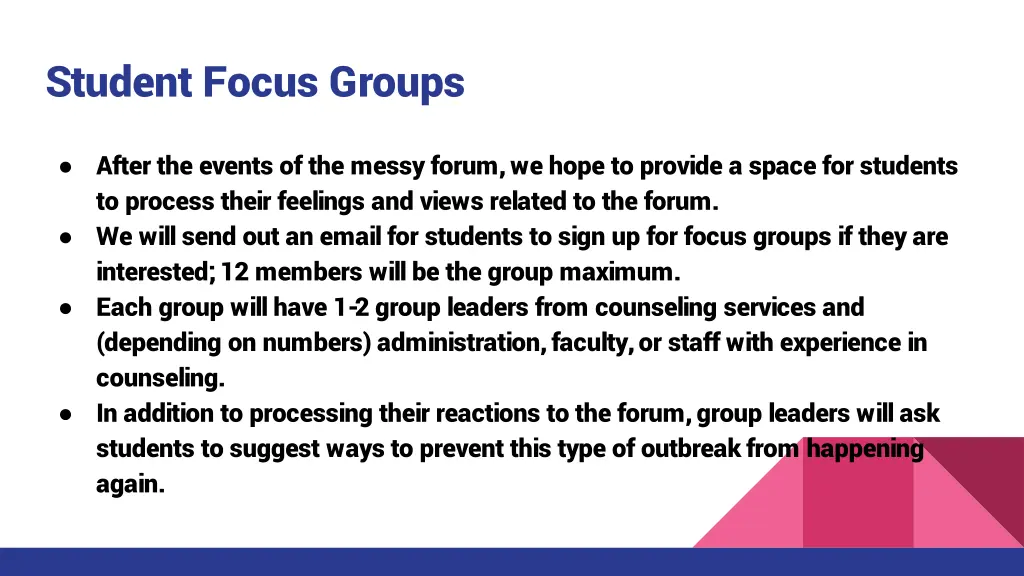 student focus groups