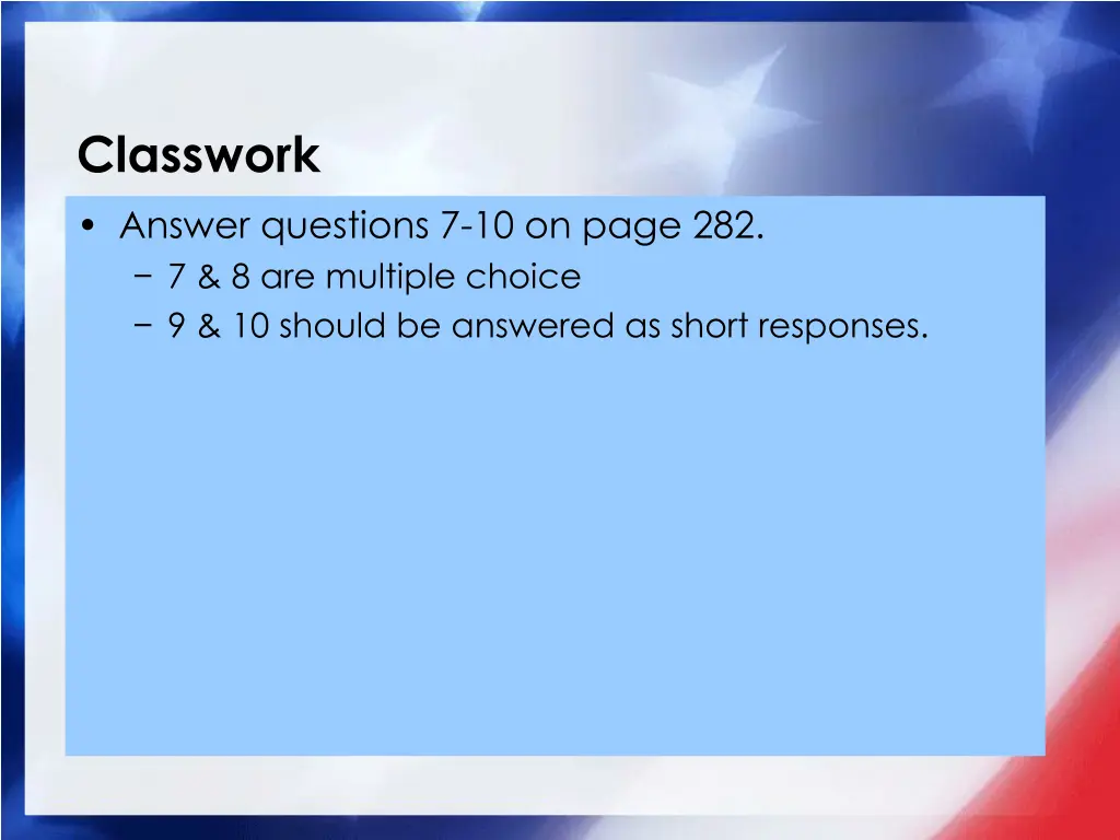 classwork answer questions 7 10 on page