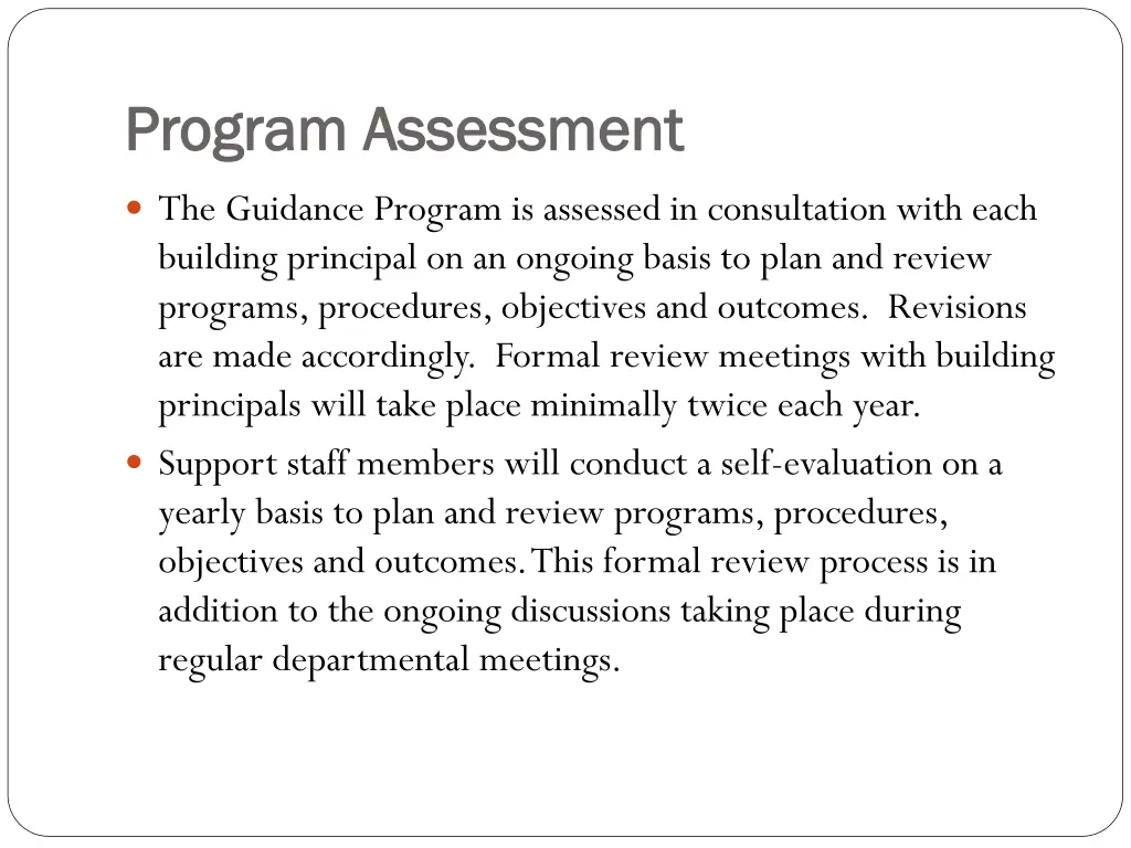 program assessment program assessment