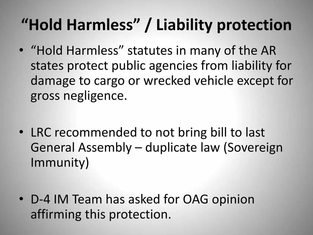 hold harmless liability protection