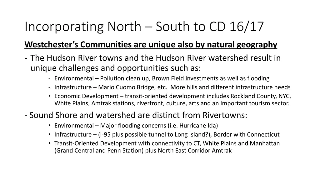 incorporating north south to cd 16 17