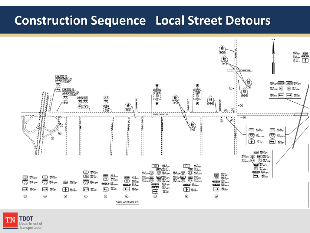 construction sequence local street detours 1