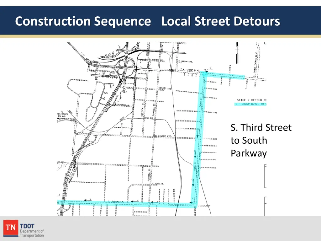 construction sequence local street detours 2