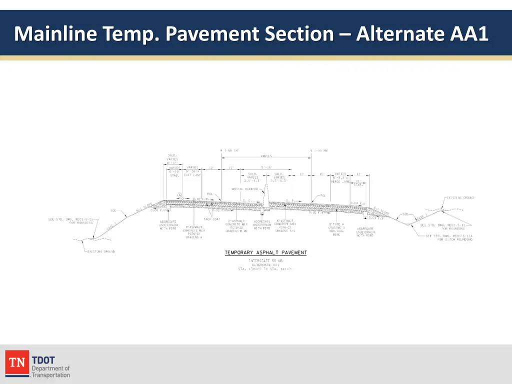 mainline temp pavement section alternate aa1