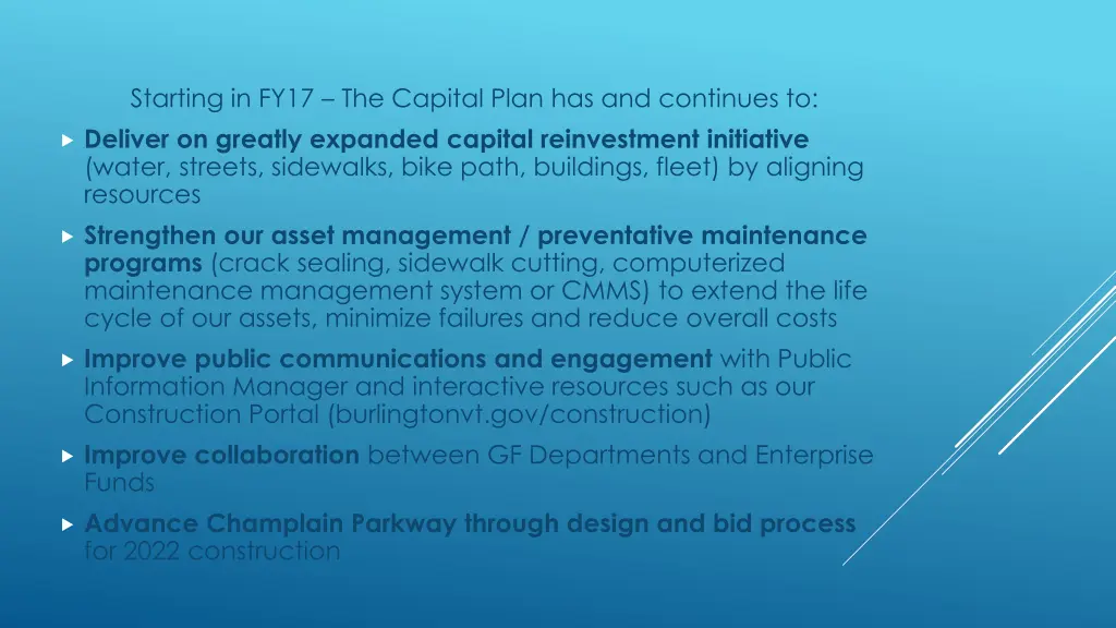 starting in fy17 the capital plan