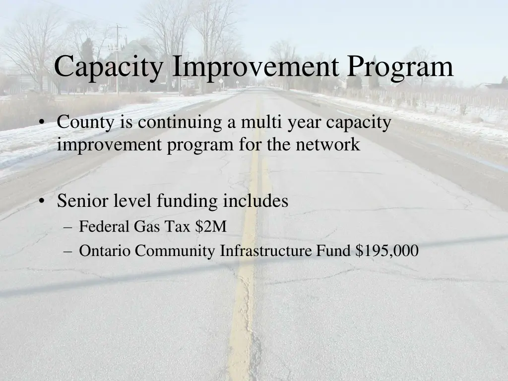 capacity improvement program