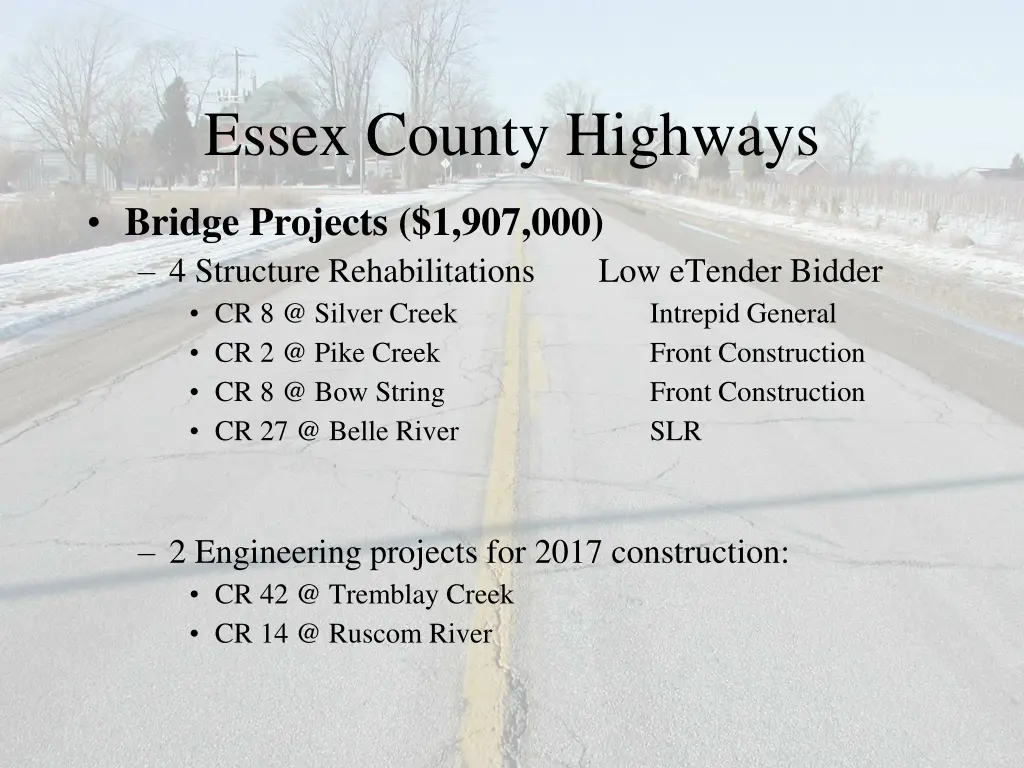 essex county highways 1