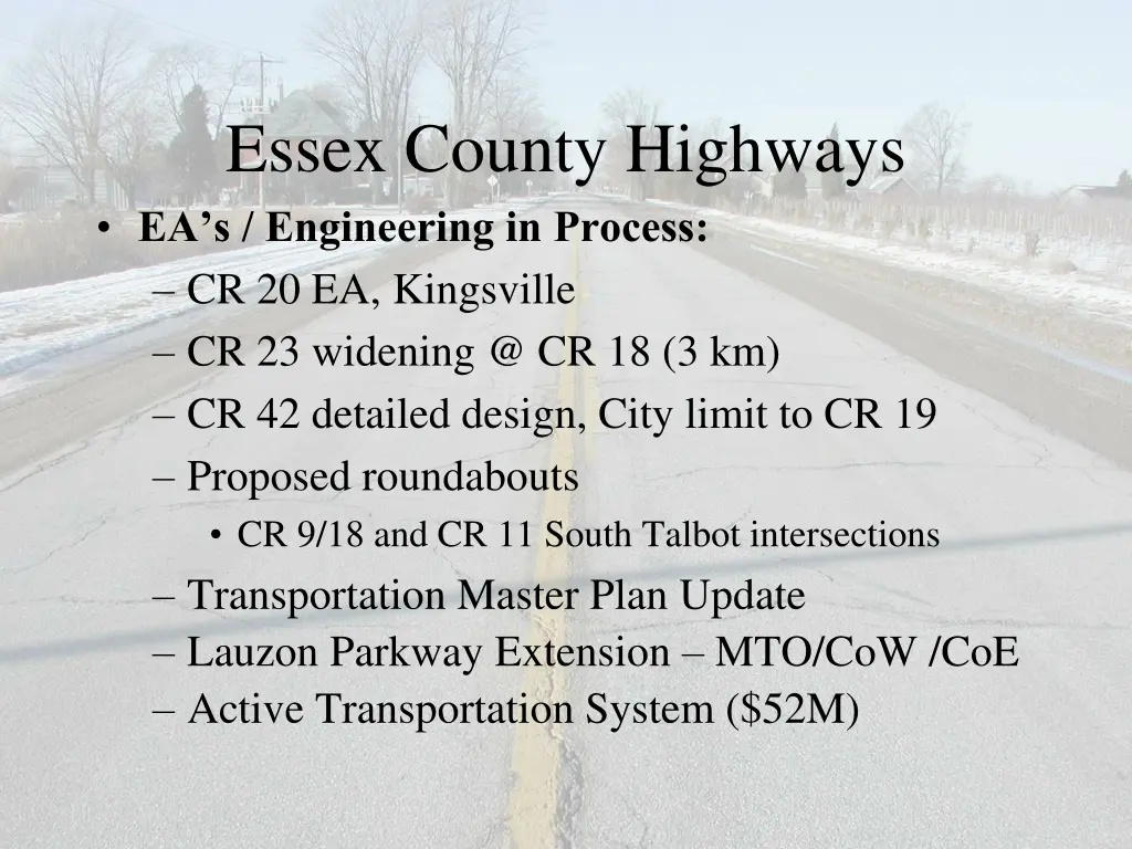 essex county highways ea s engineering in process