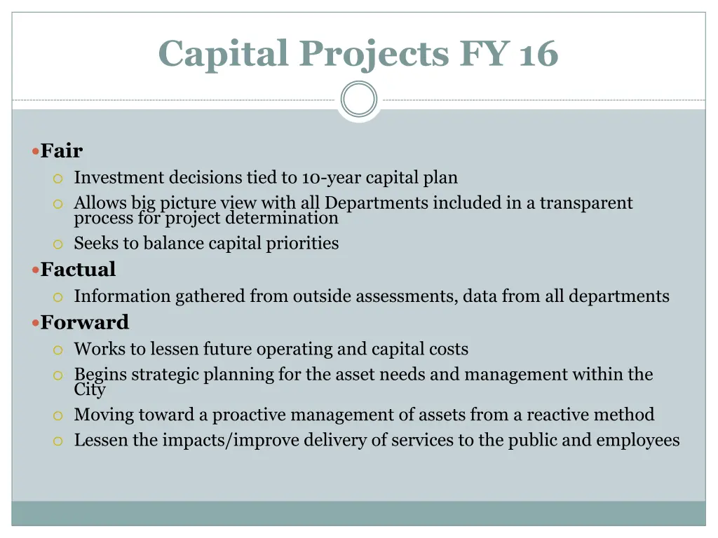 capital projects fy 16