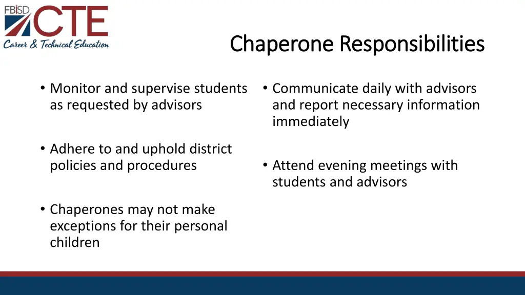 chaperone responsibilities chaperone