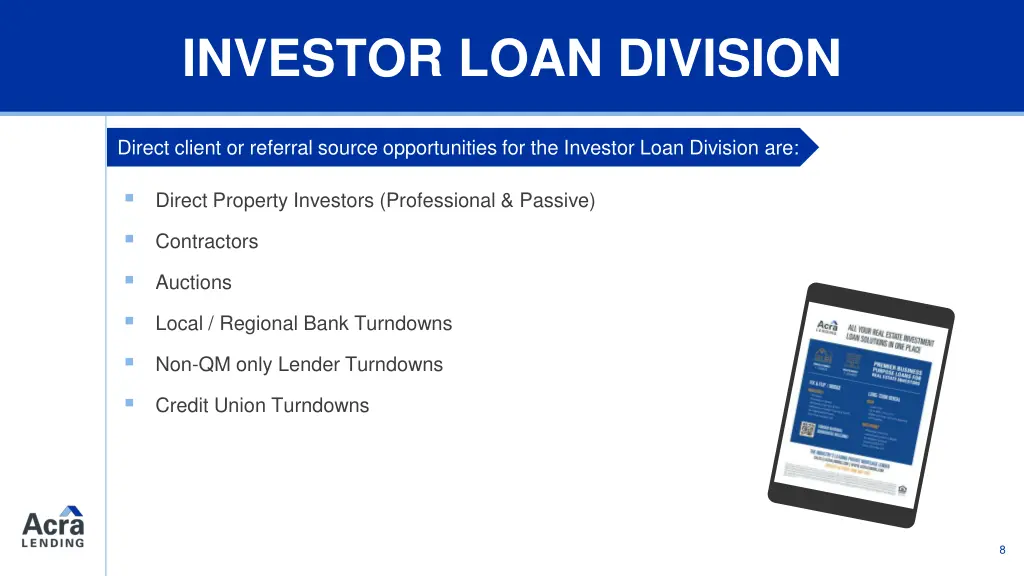 atr in full investor loan division