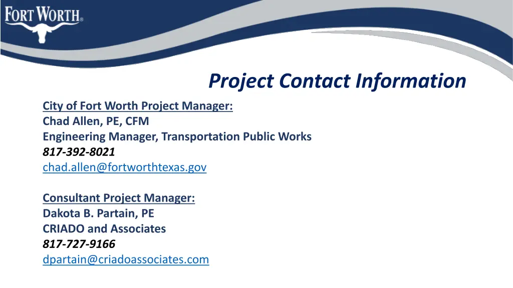 project contact information