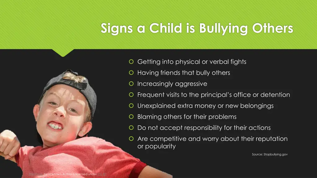 signs a child is bullying others