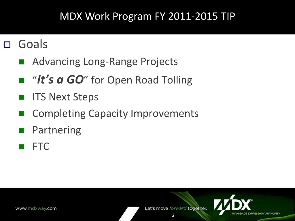 mdx work program fy 2011 2015 tip