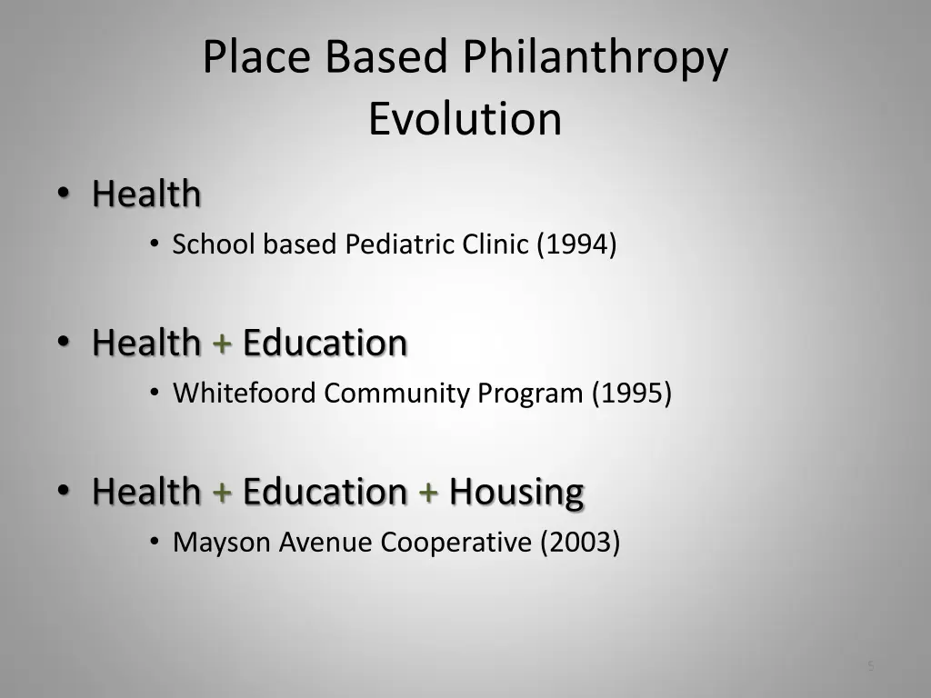 place based philanthropy evolution