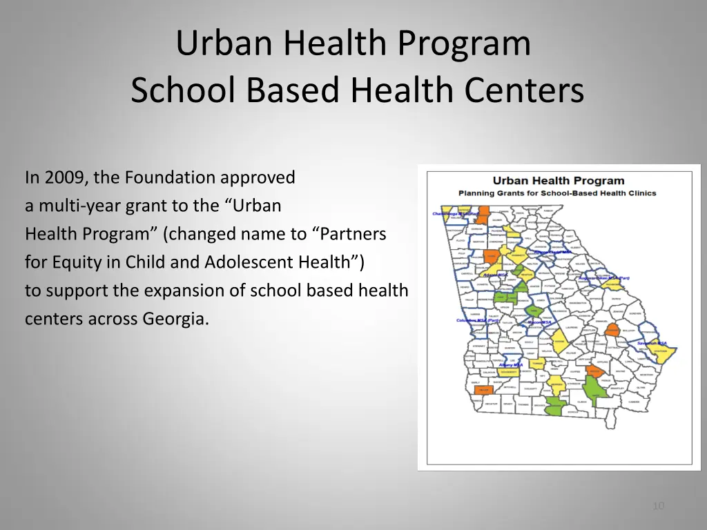 urban health program school based health centers