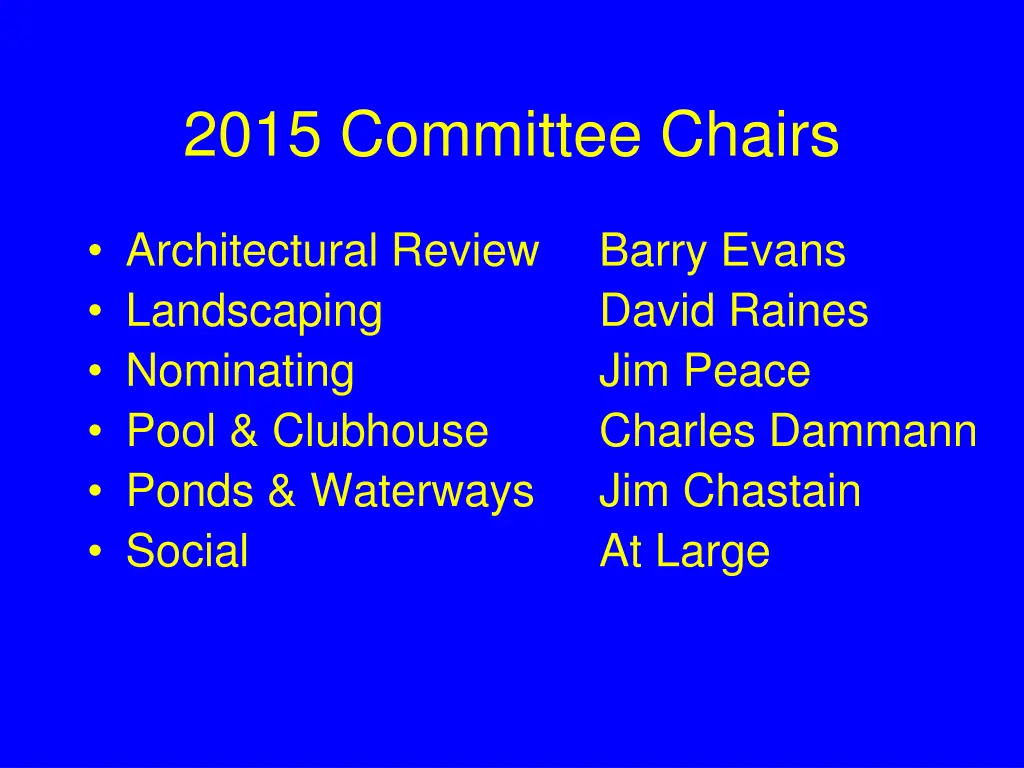 2015 committee chairs