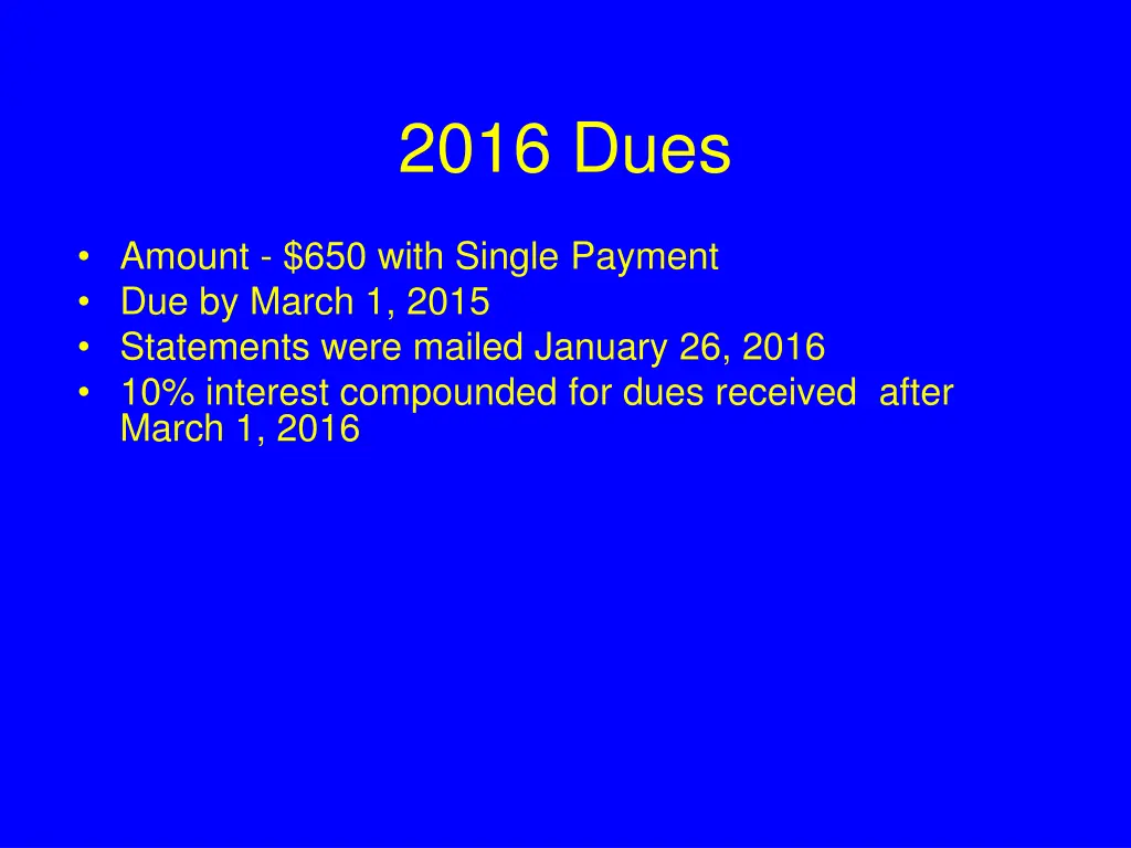 2016 dues