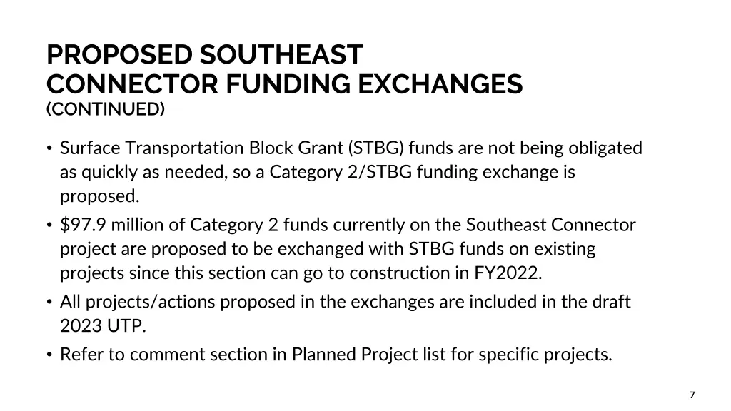 proposed southeast connector funding exchanges 1