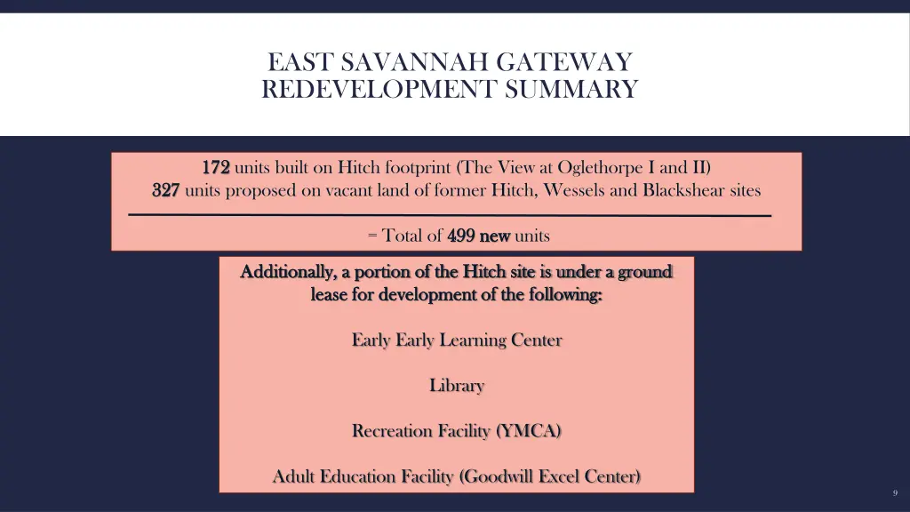 east savannah gateway redevelopment summary