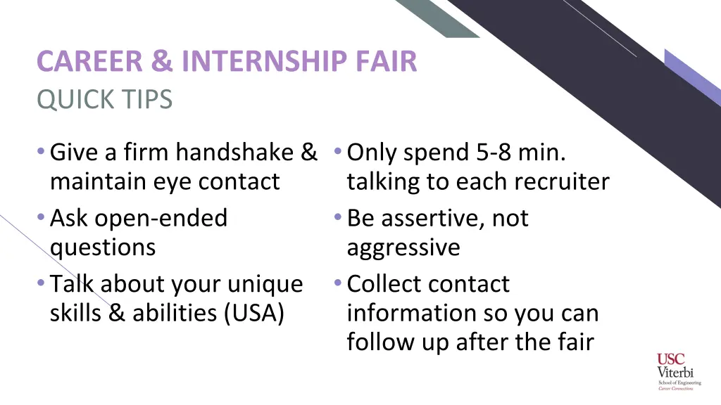 career internship fair quick tips