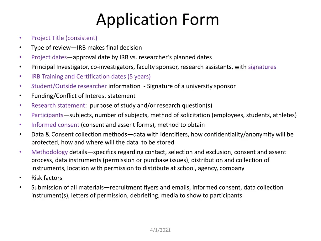 application form