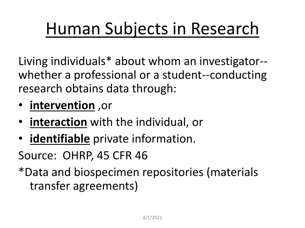 human subjects in research