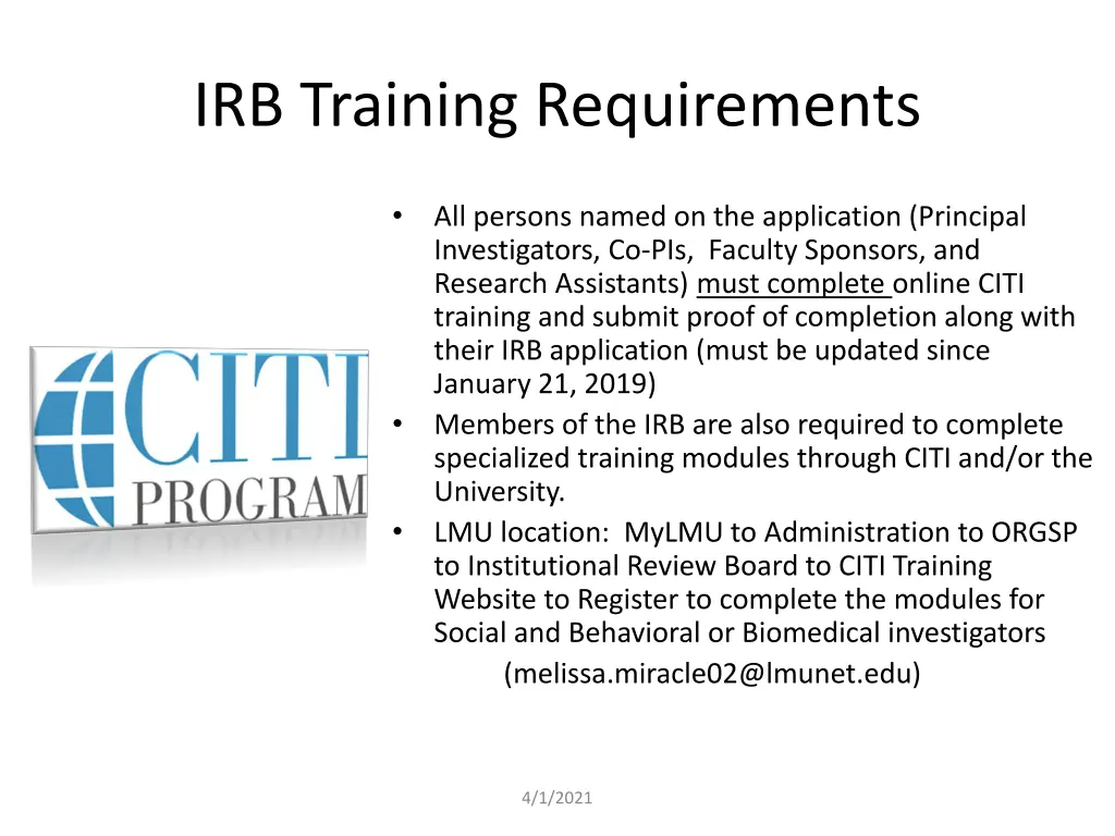 irb training requirements