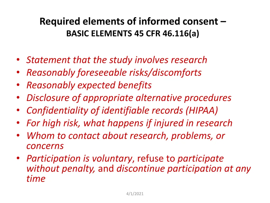 required elements of informed consent basic