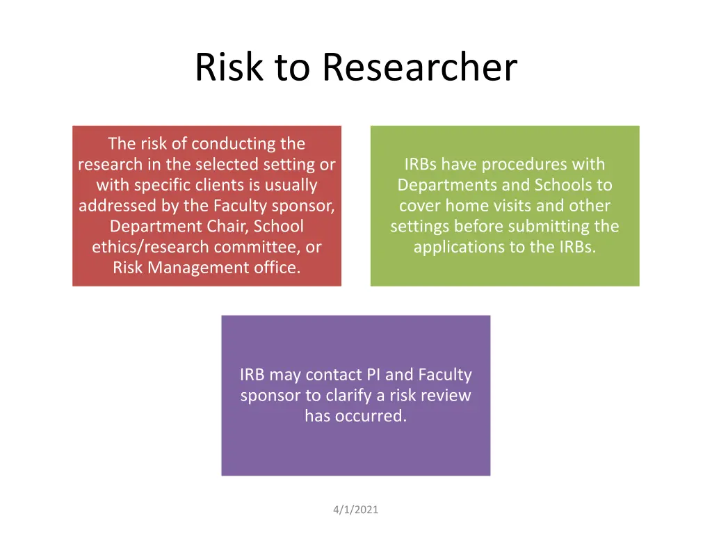 risk to researcher