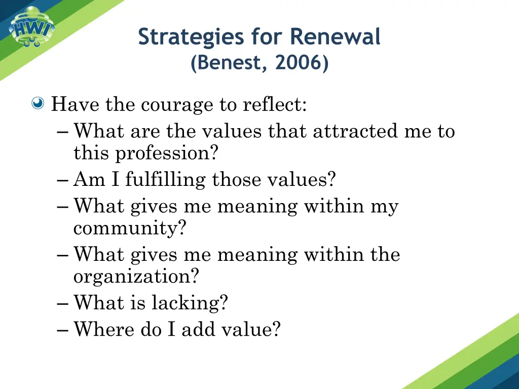 strategies for renewal benest 2006