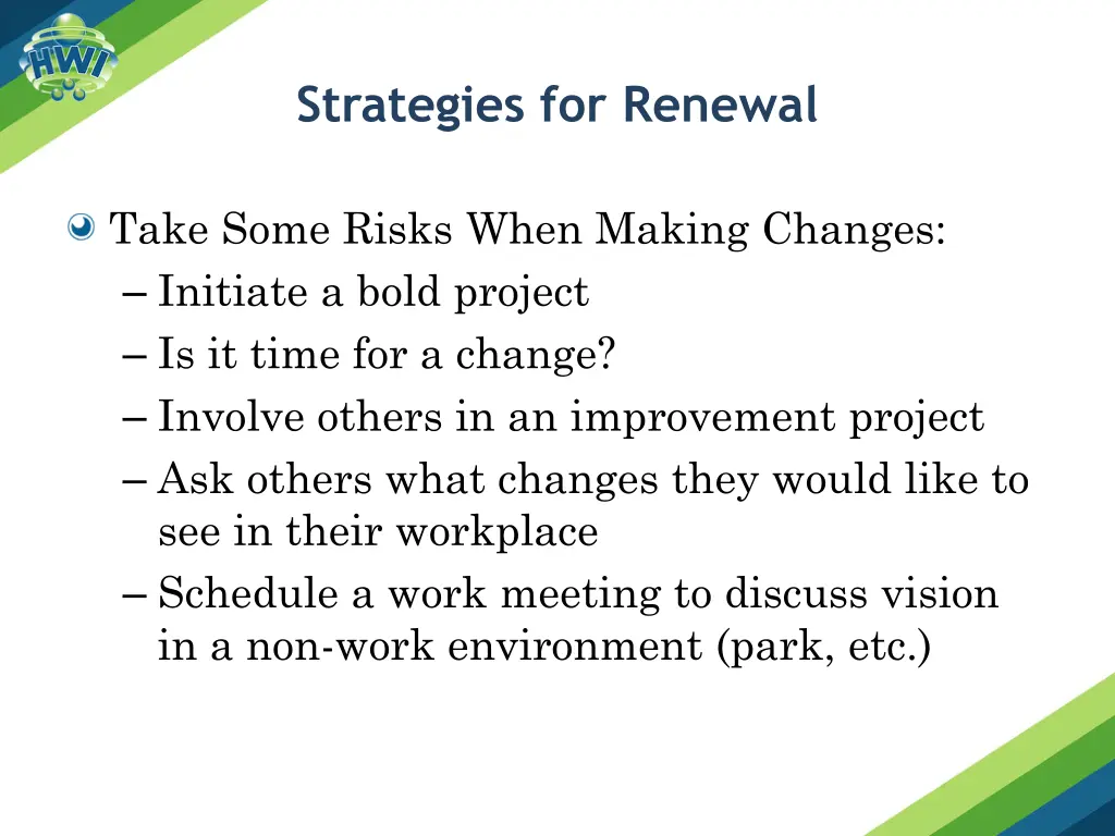 strategies for renewal