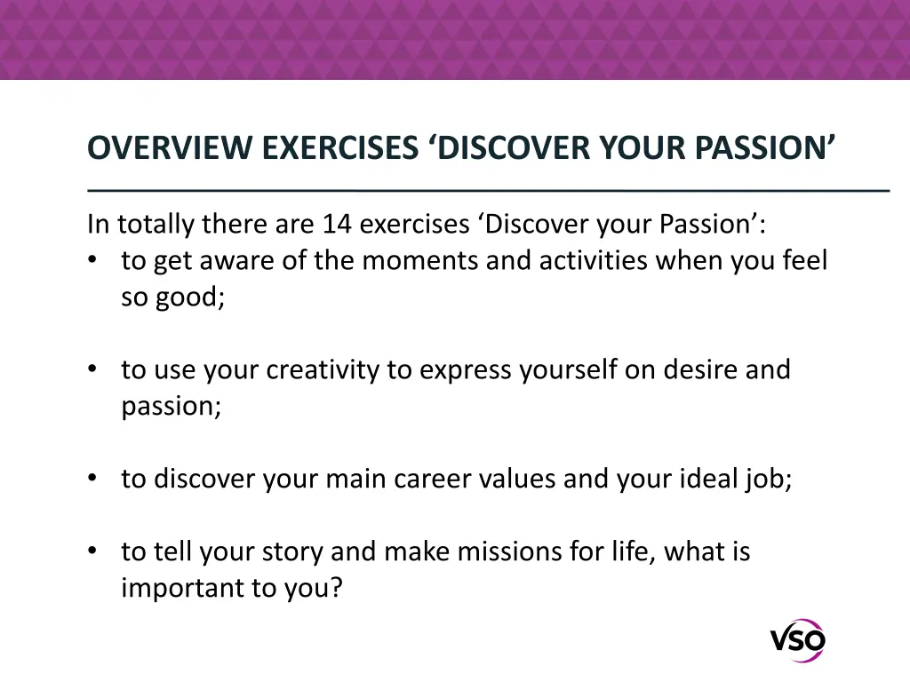 overview exercises discover your passion