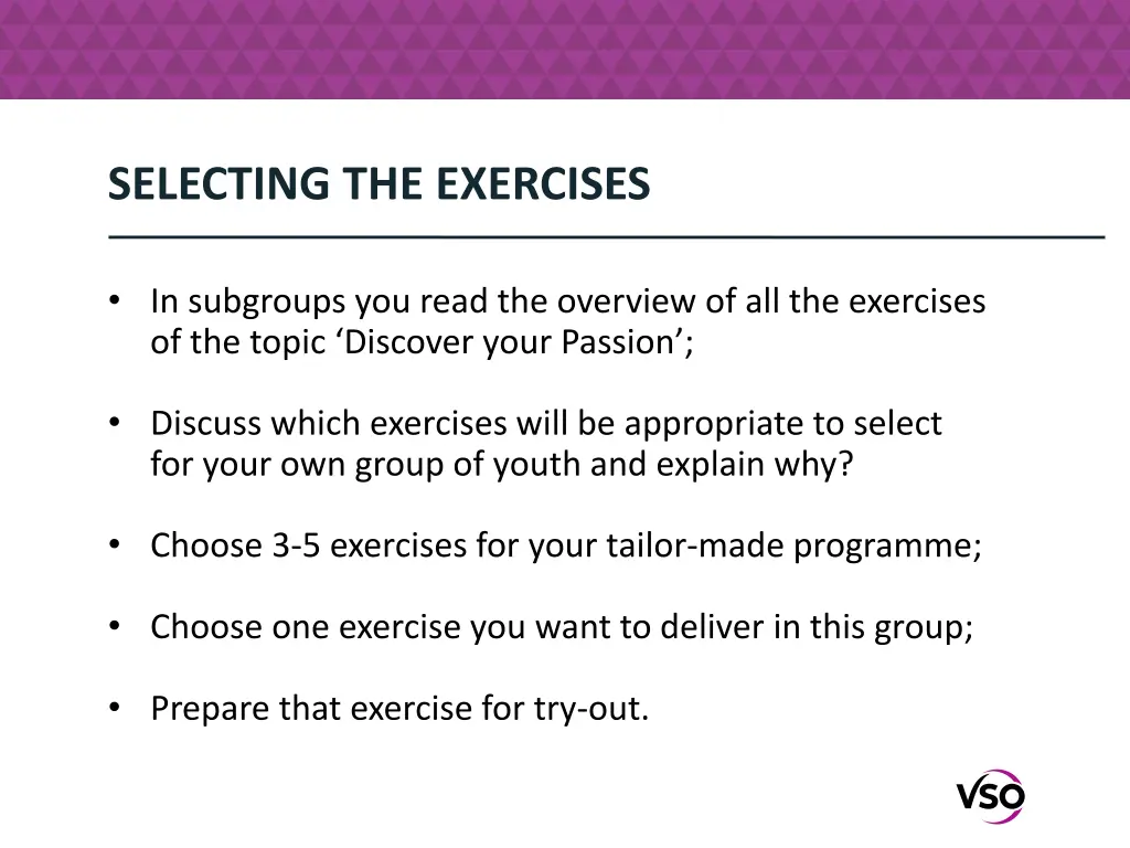 selecting the exercises