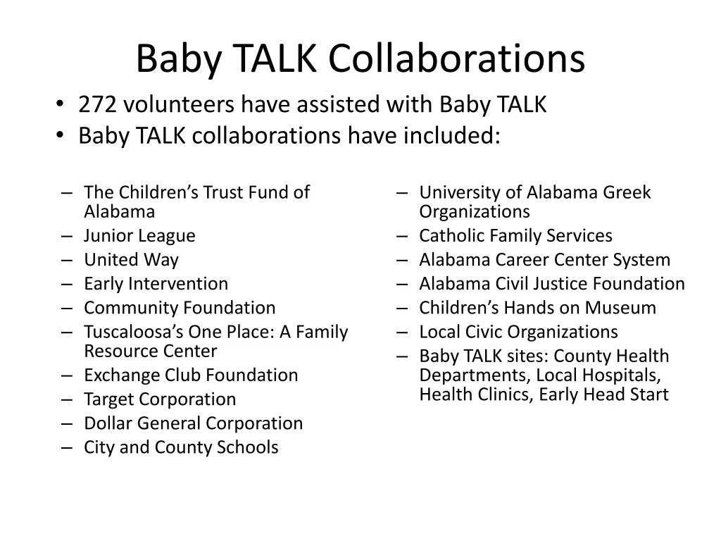 baby talk collaborations 272 volunteers have