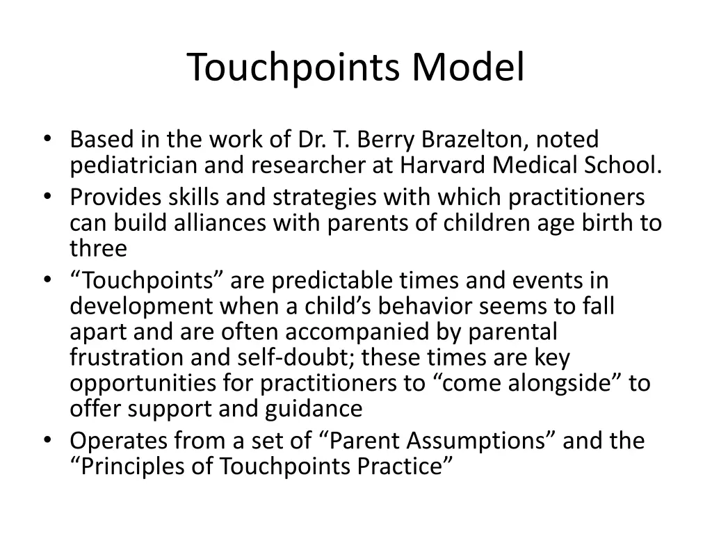 touchpoints model