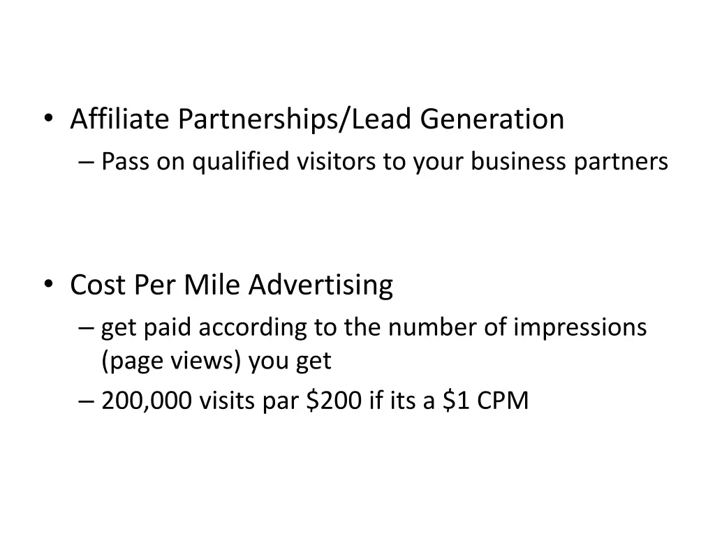 affiliate partnerships lead generation pass