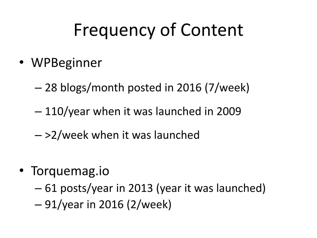 frequency of content