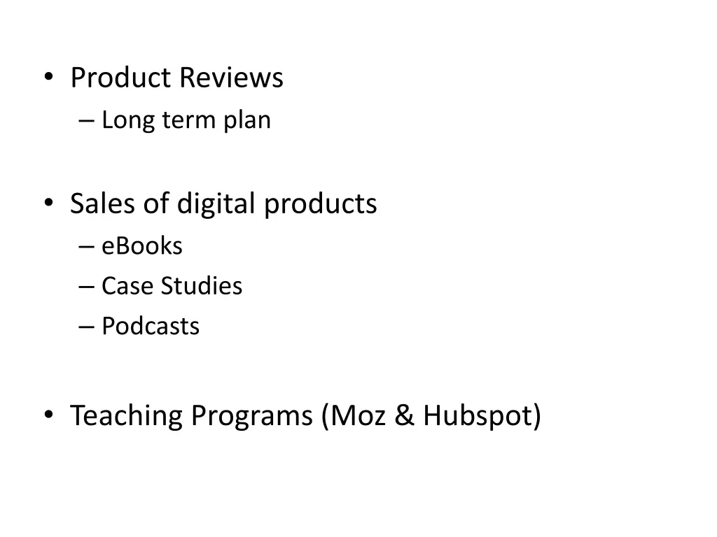 product reviews long term plan