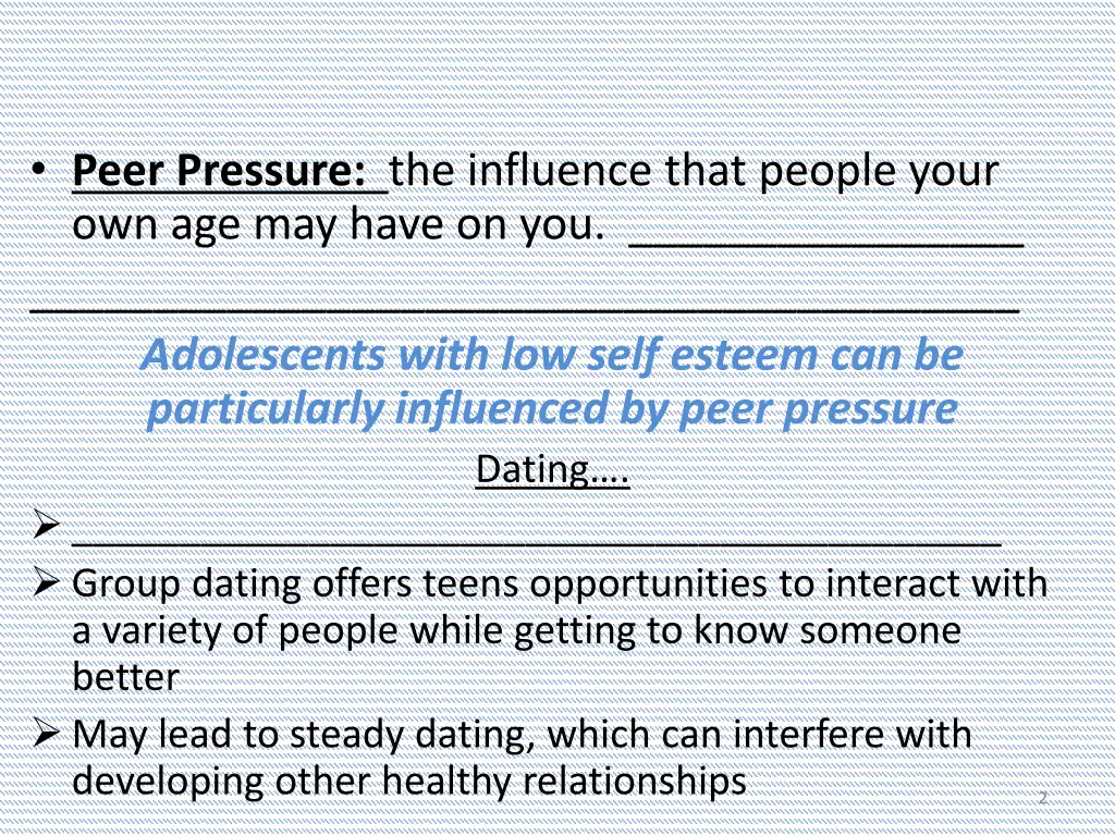 peer pressure the influence that people your