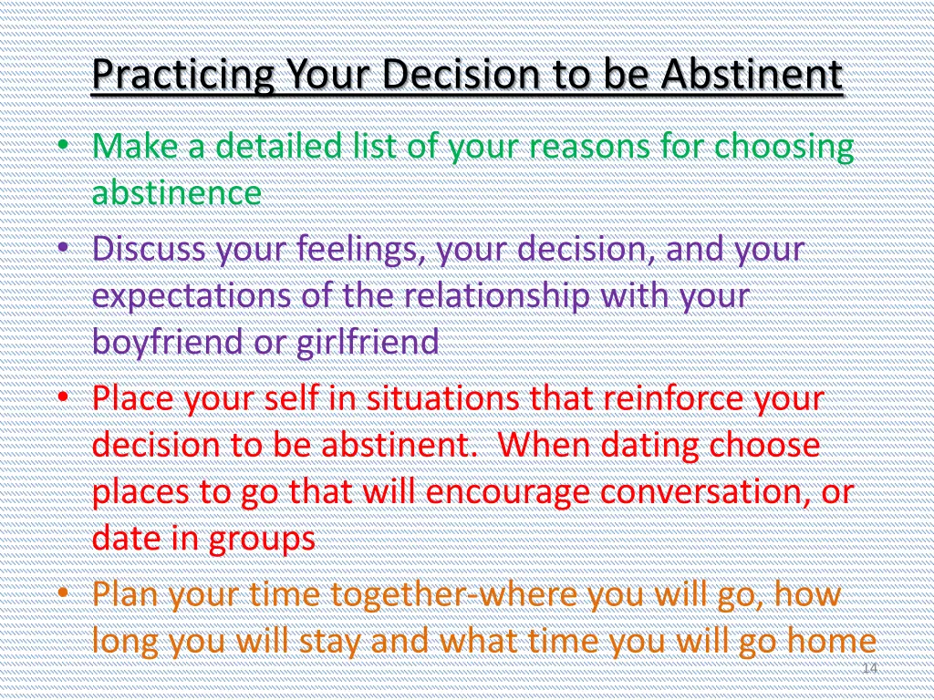 practicing your decision to be abstinent