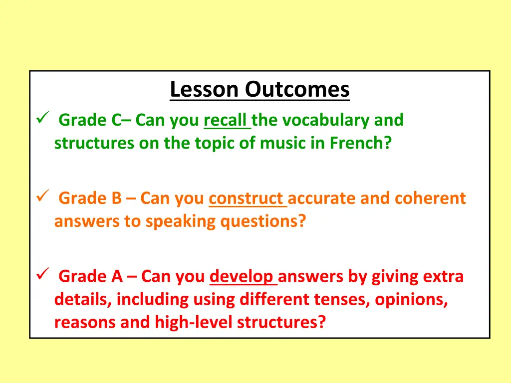 lesson outcomes 1