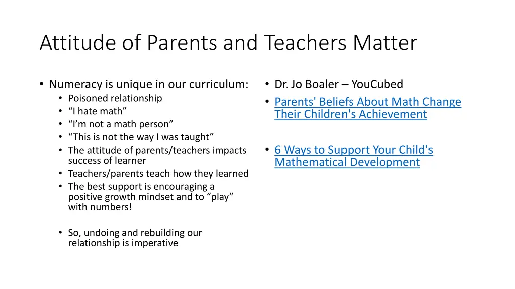 attitude of parents and teachers matter