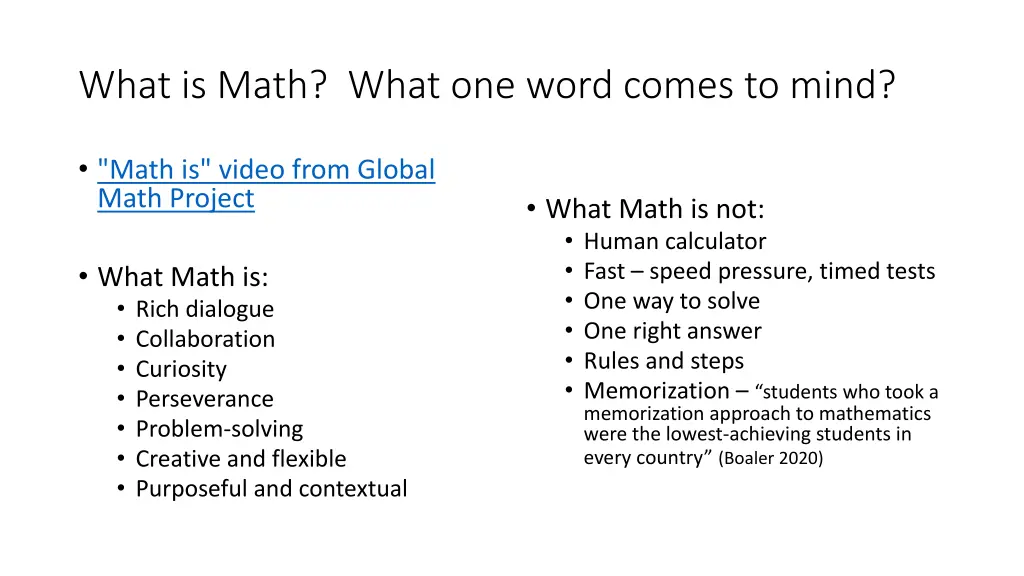 what is math what one word comes to mind