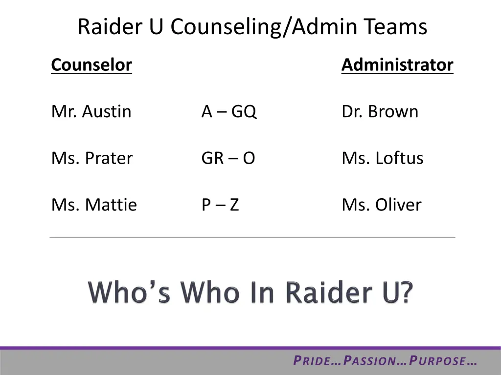 raider u counseling admin teams