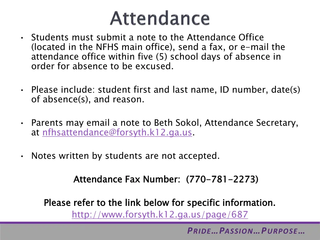 students must submit a note to the attendance