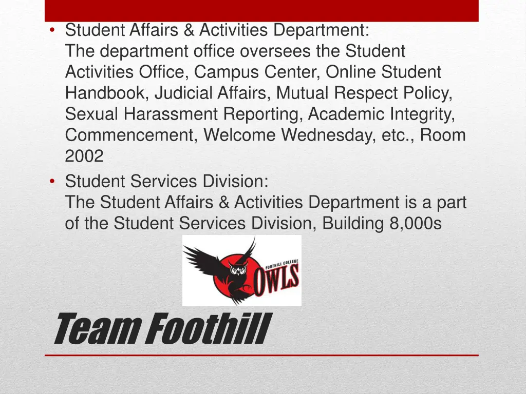 student affairs activities department