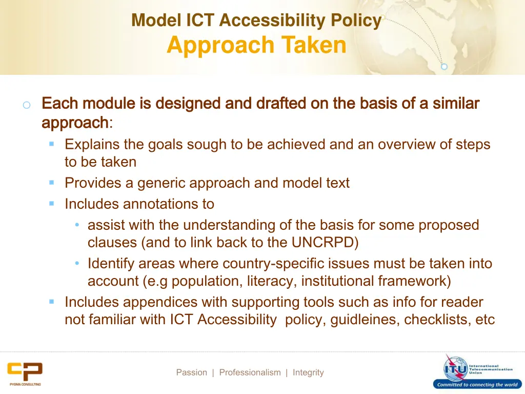 model ict accessibility policy approach taken